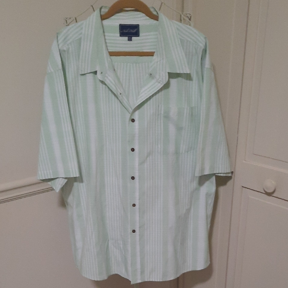 Nob Hill Mint Green Striped Casual Button Down Shirt